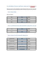 Circuits Lab Excel Sheet For Calculation Of Current And Power Always