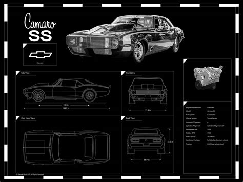 Engraved Car Blueprint on Sale at Garage Goals Official | Custom Car Art