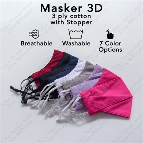 Jual Masker Kain Katun 3D 3ply 3 Lapis Masker Kain Non Medis 3ply