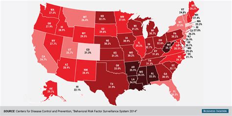 State obesity rate map - Business Insider