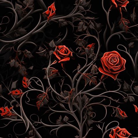 Premium AI Image There Is A Black And Red Rose Pattern With Red