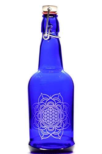 Cobalt Blue Glass Water Bottle Reusable Swing Top 16oz