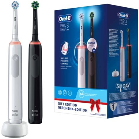 Набор электрических зубных щеток Oral-B Pro 3 3900, черная и белая ...