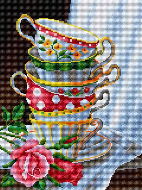 V-20 - Чашки с розами | Rose cross stitch pattern, Cross stitch ...