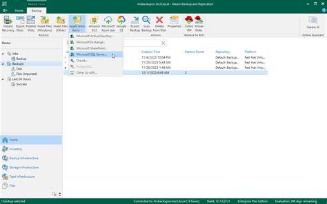 Performing Application Item Restore Veeam Backup For Oracle Linux