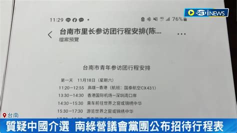 又傳里長赴中接受落地招待 南民進黨團質疑中國介選 更公布招待行程表 橋檢積極偵辦里長赴中 南民進黨團爆台南也有｜記者 古芙仙 王紹宇