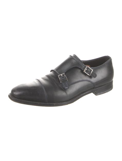 Santoni Leather Monk Straps Black Monk Straps Shoes Sai27696 The Realreal