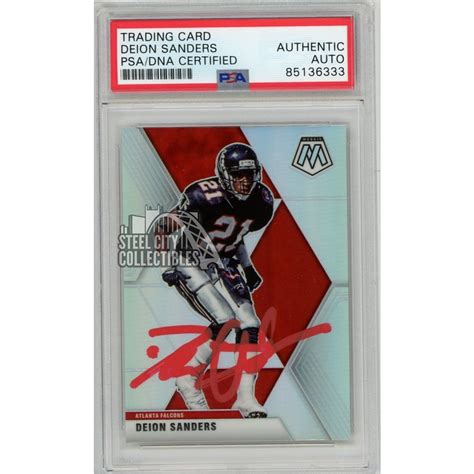 Deion Sanders Panini Mosaic Silver Autograph Card Psa Dna Red