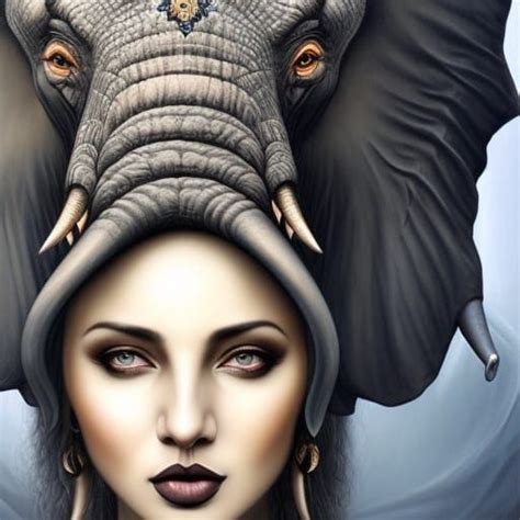 Gothic Magnificent Head Of Elephant White Elephant Paterns On Head