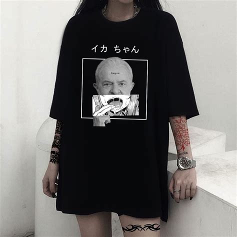 Camiseta Long Nite Pol Tica Anime Aesthetic Streetwear Blusa Qualidade Hentai Lula Ahegao