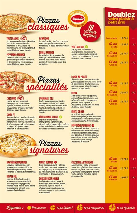 Menu Au Chez Louis Poulet Et Pizza Pizzeria Drummondville Bd Lemire