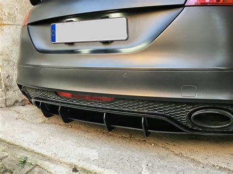 Performance Rear Bumper Diffuser Addon With Ribs Fins For Audi Tt Rs