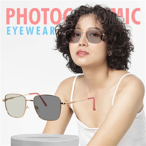 Photochromic Metal Rectangle Rose Gold Pink Anti Radiation Glasses For