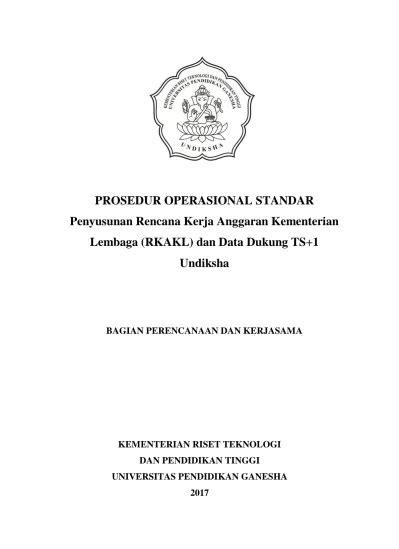 Prosedur Operasional Standar Penyusunan Rencana Kerja Anggaran