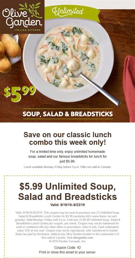 Olive Garden Lunch Menu Soups