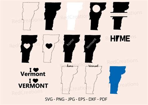 Vermont Svg Bundle State Outline Map Graphic By RedCreations