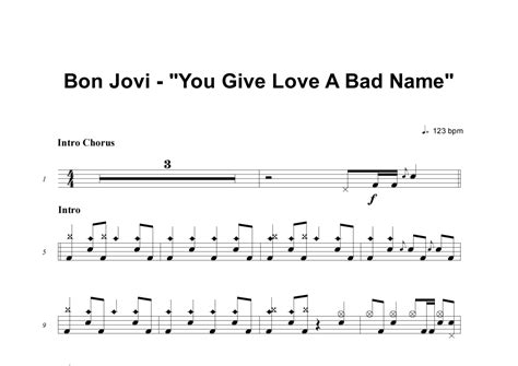 Bon JoviYou Give Love A Bad Name鼓谱 架子鼓谱 琴魂网