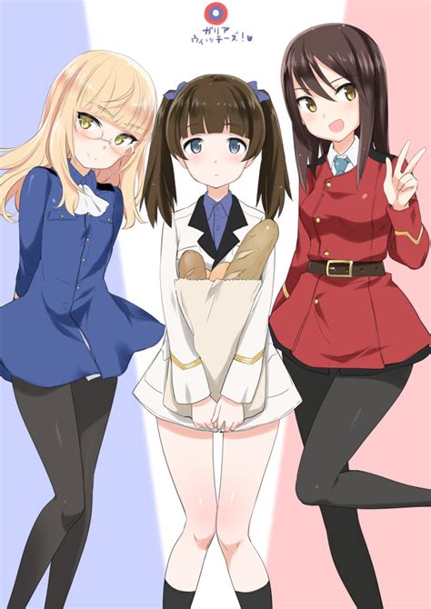 Safebooru 3girls Aohashi Ame Baguette Black Pantyhose Blonde Hair