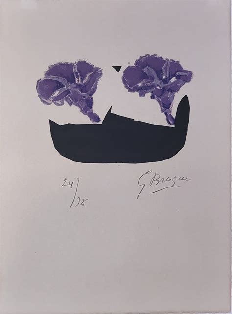 Georges Braque Deux Fleurs Violettes Signed Lithograph