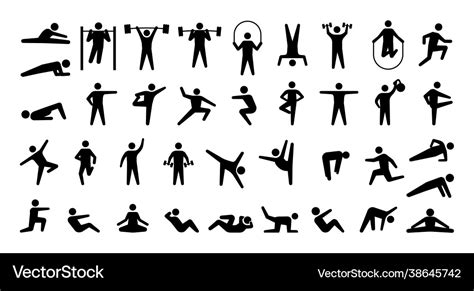 Human Sport Icons Physical Training Fitness Vector Image