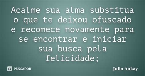 Acalme Sua Alma Substitua O Que Te Julio Aukay Pensador
