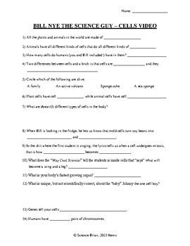 Bill Nye The Science Guy Cells Video Worksheet Season Episode