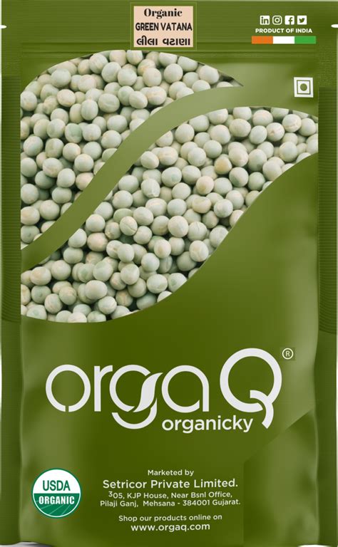 Organic Dry Green Vatana Matar Beans Green Peas 500 Grams Pouch