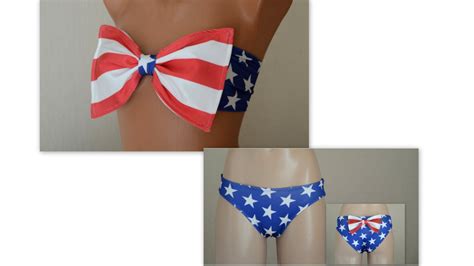 American Flag Bow Bandeau Bikini Top Bow Full Coverage Etsy