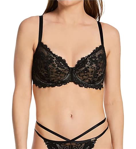 India Eyelash Lace Underwire Bra Black 38c