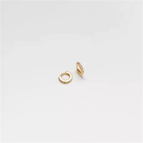 Arete Candonga Mini Circonias 8mm En Oro Laminado 18k Cuotas sin interés