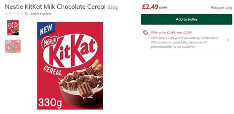 Nestle Kitkat Chocolate Cereal 330g £249 Morrisons Hotukdeals