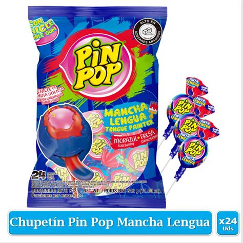 Chupeta Pin Pop Mancha Lengua Con Goma De Mascar B Carulla