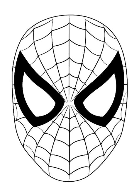 Dibujo En Blanco Y Negro Para Colorear La Máscara De Spiderman Cara De Spiderman Dibujos De