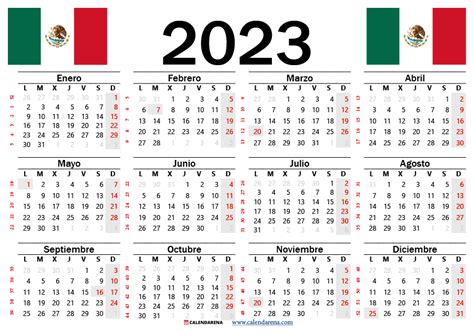 Calendario 2023 México Con Festivos Pdf