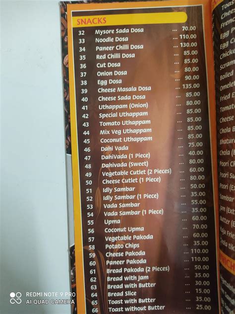 Menu At Indian Coffee House Seoni