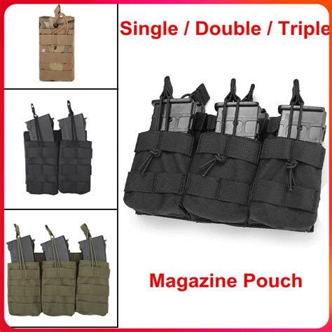 Mag bolsa tático único duplo triplo airsoft paintball ak m4 rifle molle