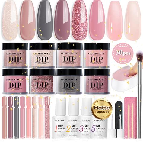 Amazon Colors Dip Powder Nail Set Classic Nude Pink Brown Collection Glitter All Season
