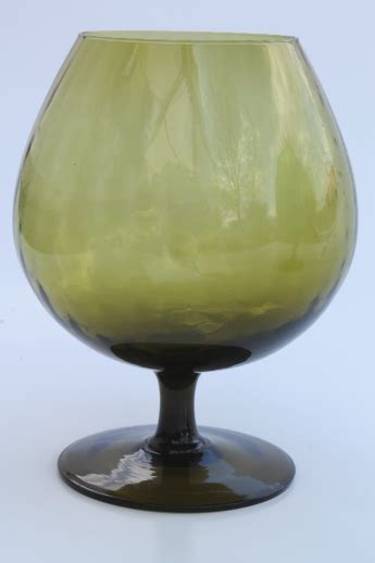 Mod Vintage Brandy Snifter Vases Big Brandy Glass Vases In Green