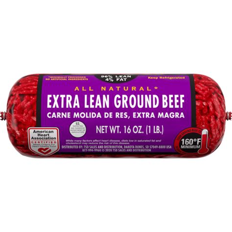 All Natural 96 Lean4 Fat Extra Lean Ground Beef Roll 1 Lb 1 Lb Delivery Or Pickup Near Me