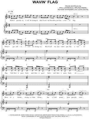 Wavin Flag Piano Sheet Music Free Download