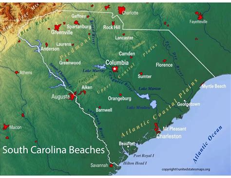 South Carolina Beaches Map | Map of South Carolina Beaches