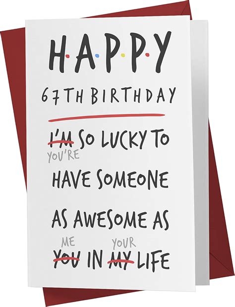 Amazon 67th Birthday Card You Are Lucky 67th Anniversary Card