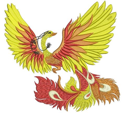 Firebird Phoenix Machine Embroidery Design Etsy