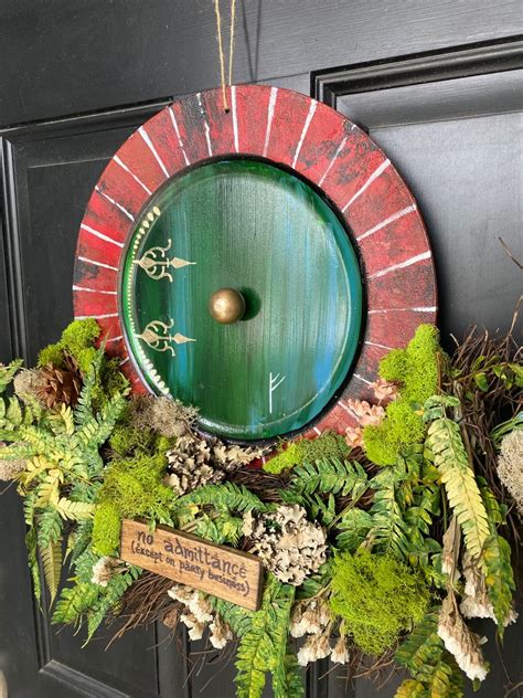 Dark Green Hobbit Door Wreath In 2024 The Hobbit Hobbit Door Diy Crafts