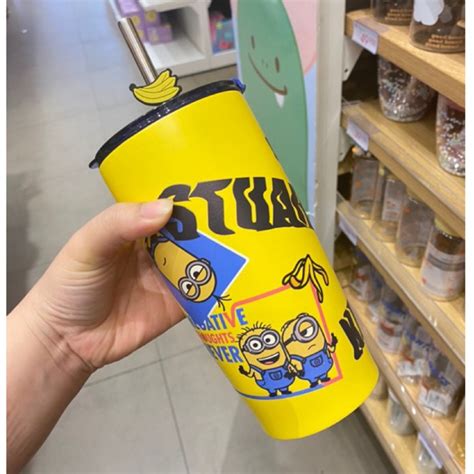 Jual Miniso Minions Tumbler Stainless Straw Shopee Indonesia