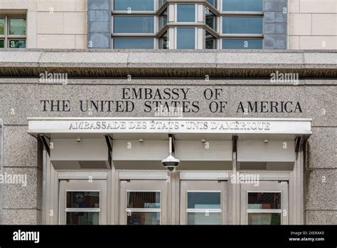 Ottawa On Canada June 12 2024 The Entrance Door Of The Us Embassy