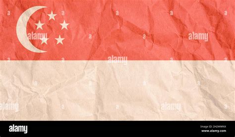 Singapore Flag Crumpled Grunge Paper Stock Photo Alamy