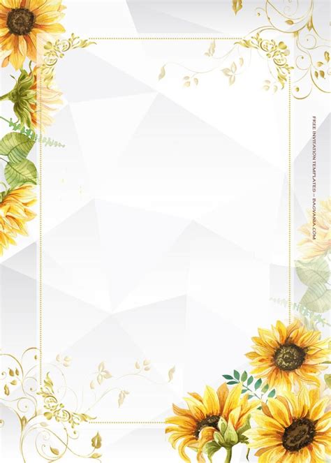 Sunflower Garden Gold And Floral Wedding Invitation Templates In