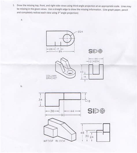 Solved Draw The Missing Top Front And Right Side Views Chegg