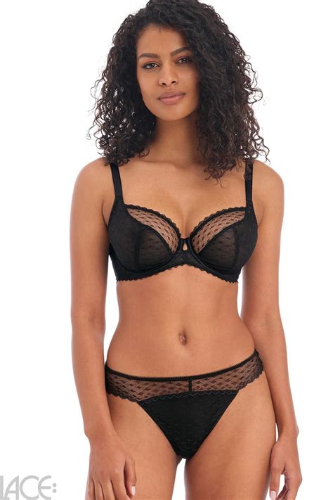 Freya Lingerie Freya Signature Plunge Bra F I Cup BLACK Lace Lingerie